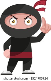 Ninja está lista, ilustración, vector sobre fondo blanco.