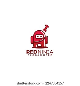 ninja red design illustration logo template 