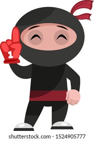Ninja mit rotem Handschuh, Illustration, Vektorgrafik auf weißem Hintergrund.