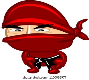 ninja red sit vector cartoon