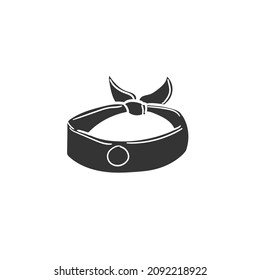 Ninja Ribbon Icon Silhouette Illustration. Japanese Martial Textile Vector Graphic Pictogram Symbol Clip Art. Doodle Sketch Black Sign.