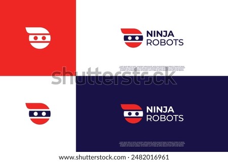 Ninja robot logo design. Hidden and smart robot logo for protect