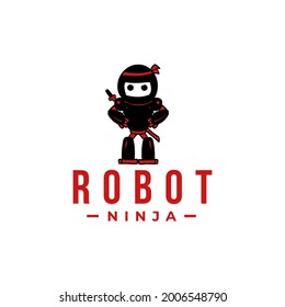Ninja Robot Mascot Character Vector Illustration Template Design