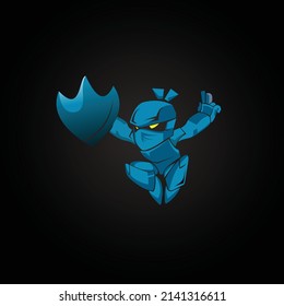 ninja robot with shield concept

