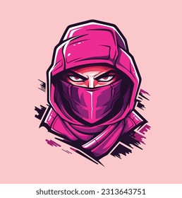 Ninja Ronin Esports Logo in Magenta Mascot Vector Illustration