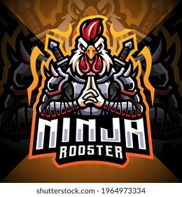 Ninja rooster esport mascot logo design