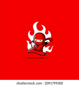 Ninja Running with chicken.
Logo for restaurant or fastfood.