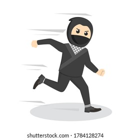 ninja running design character on white background