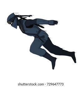 caricatura de vector rápido en ejecución ninja