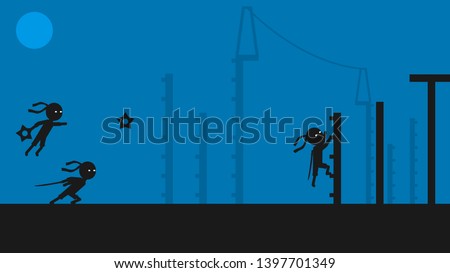 Ninja Running For Ninja On A Blue Background