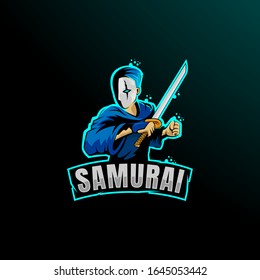 Ilustración del vector del logotipo Mascot Ninja Samurai Assassin
