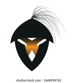 Ninja oder Samurai Head Vektorillustration Design.Soldier's Helm.