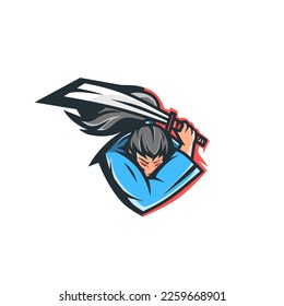 ninja samurai logo mascot,killer sword.illustration concept for esport team
