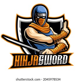 ninja samurai , mascot esports logo vector ilustración