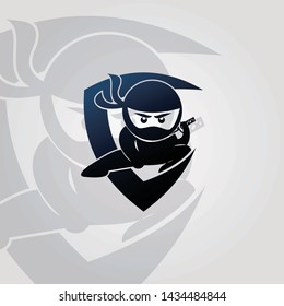 Ninja with seal logo icon design vector