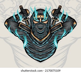 Ninja Shadow Illustration. Premium vector