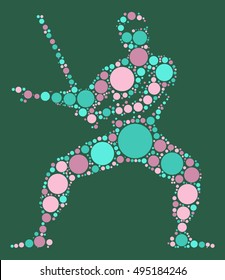 Ninja shape vector design by color point
