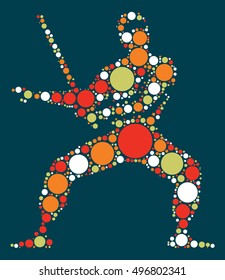 Ninja shape vector design by color point
