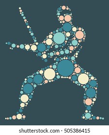 Ninja shape vector design by color point
