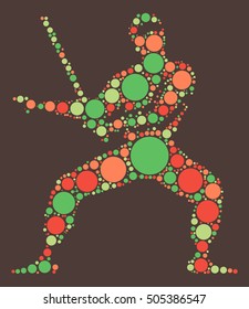 Ninja shape vector design by color point
