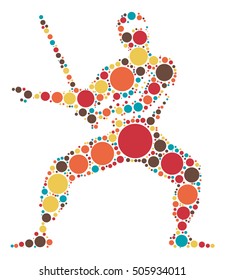 Ninja shape vector design by color point
