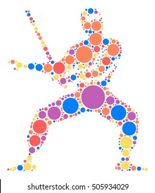 Ninja shape vector design by color point
