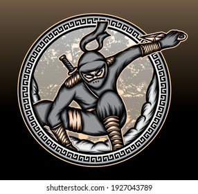Ninja shinobi illustration. Premium vector