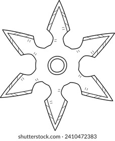 Ninja Shuriken Isolated Coloring Page for Kids