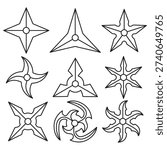 Ninja Shuriken Star Outline Vector Illustration