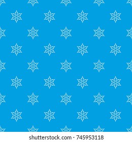 Ninja shuriken star weapon pattern repeat seamless in blue color for any design. Vector geometric illustration