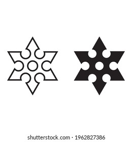 Ninja shuriken throwing star flat vector icon for games and web sites