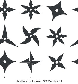 Ninja shuriken vector cartoon seamless pattern background for wallpaper, wrapping, packing, and backdrop.