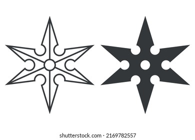 Icono vector shuriken Ninja aislado en un fondo blanco.