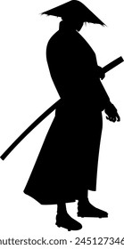 Ninja silhouette vector art illustration