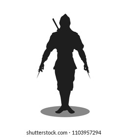 Ninja Silhouette Vector, Illustration Modern Ninja Assassin 