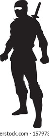 ninja silhouette vector, illustration modern ninja assassin 