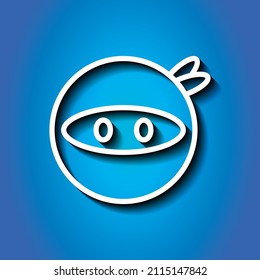 Ninja simple icon vector. Flat desing. White icon with shadow on blue background.ai
