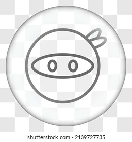 Ninja simple icon vector. Flat design. Glass button on transparent grid.ai