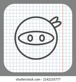 Ninja simple icon vector. Flat desing. On graph paper. Grey background.ai