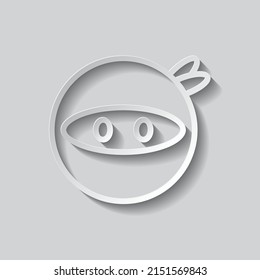 Ninja simple icon vector. Flat design. Paper style with shadow. Gray background.ai