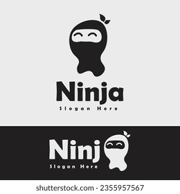 Ninja simple logo design template, Modern logo design concept with cute ninja character and taken from letter A, suitable for business branding and company logo