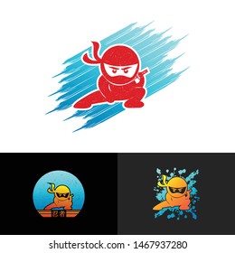 Ninja simple logo icon design vector, with triangle shapes