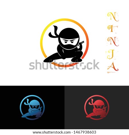 Ninja simple logo icon design vector, with circle shapes