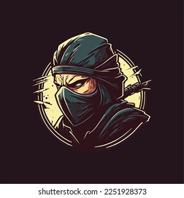 Ninja in sketch style, esports mascot design, gaming logo, illustration