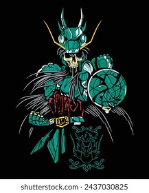 Ninja Skull Head - Super Hero Monster in Japanese Anime - A Design for Logos, Stickers, and T-Shirts