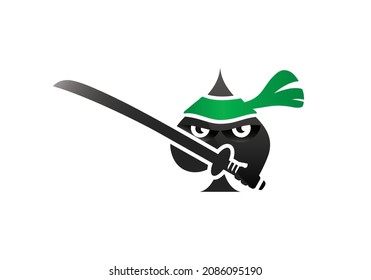 Ninja spade character holding a sword