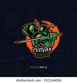 Ninja Squad Emblem Illustration Vector