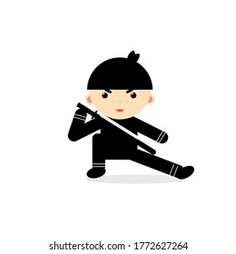 espada de diseño de caracteres ninja squat down