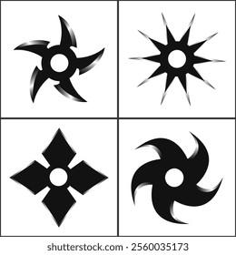 Ninja star collection isolated on a white background vector illustration