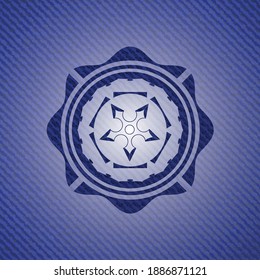 ninja star icon with denim texture. 